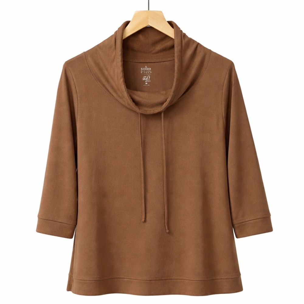 Soho by New York and Company Women's Super Soft Cowl Neck Sweater in Brown